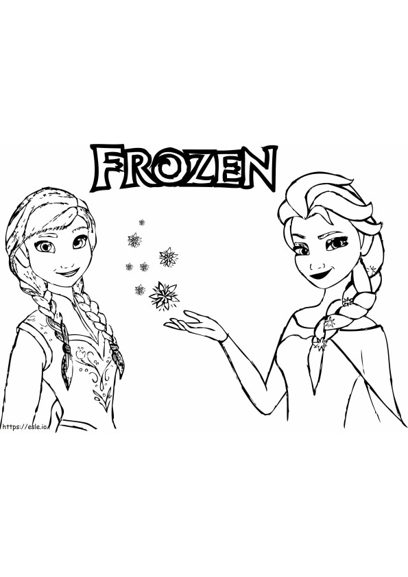 Rece Elsa și Anna de colorat