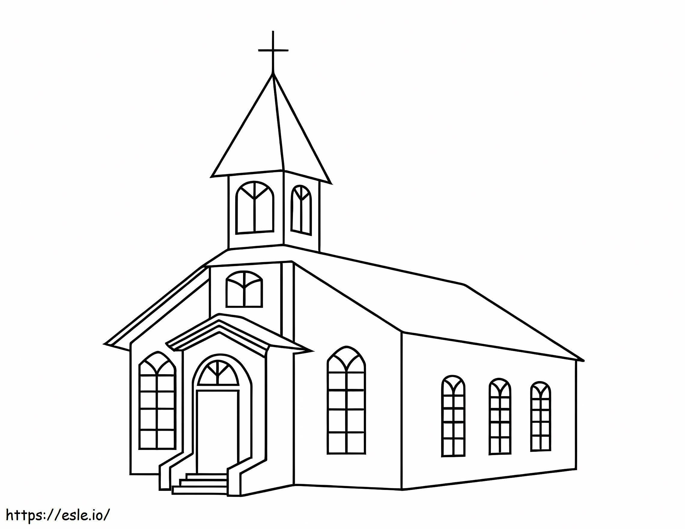 Coloriage Église de base à imprimer dessin