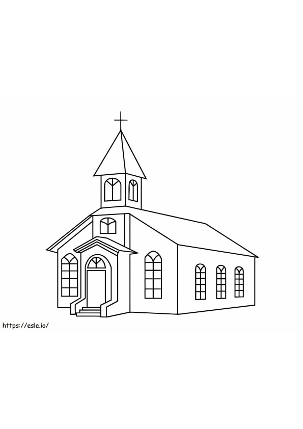 Coloriage Église de base à imprimer dessin