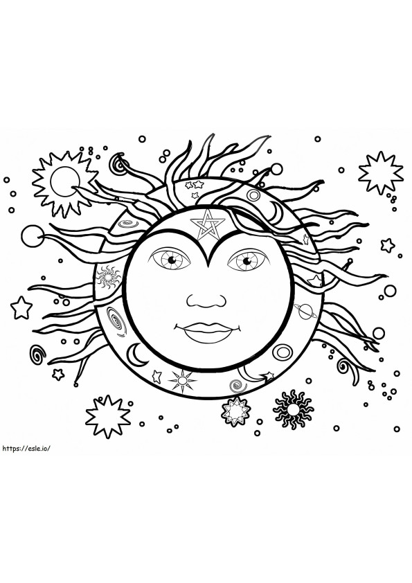 Seni Matahari Dan Bulan Gambar Mewarnai