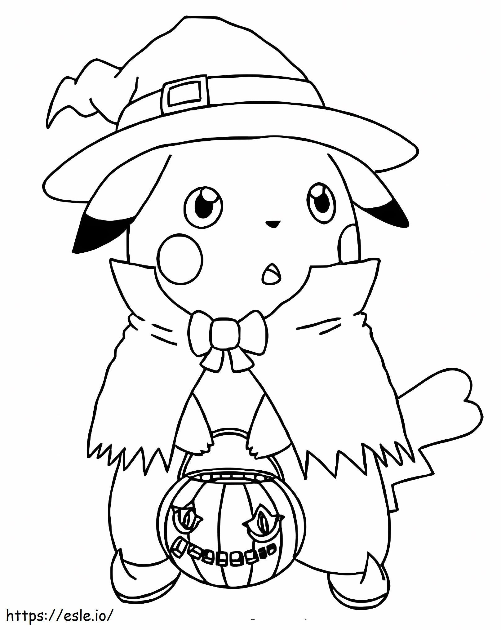 Cute Halloween Pikachu coloring page