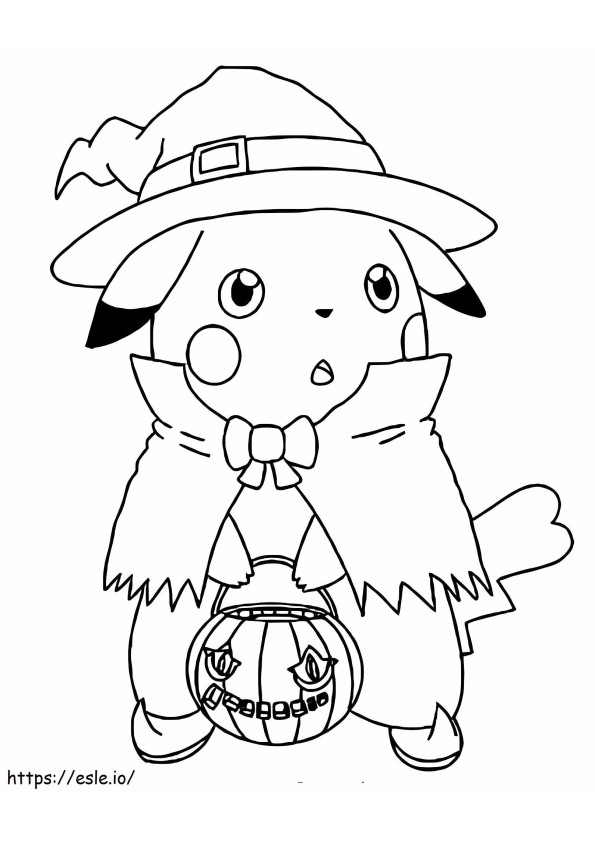 Cute Halloween Pikachu coloring page