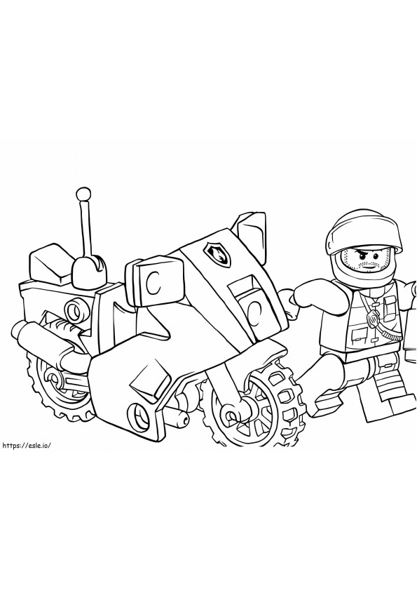 Lego politie en politiemotorfiets kleurplaat