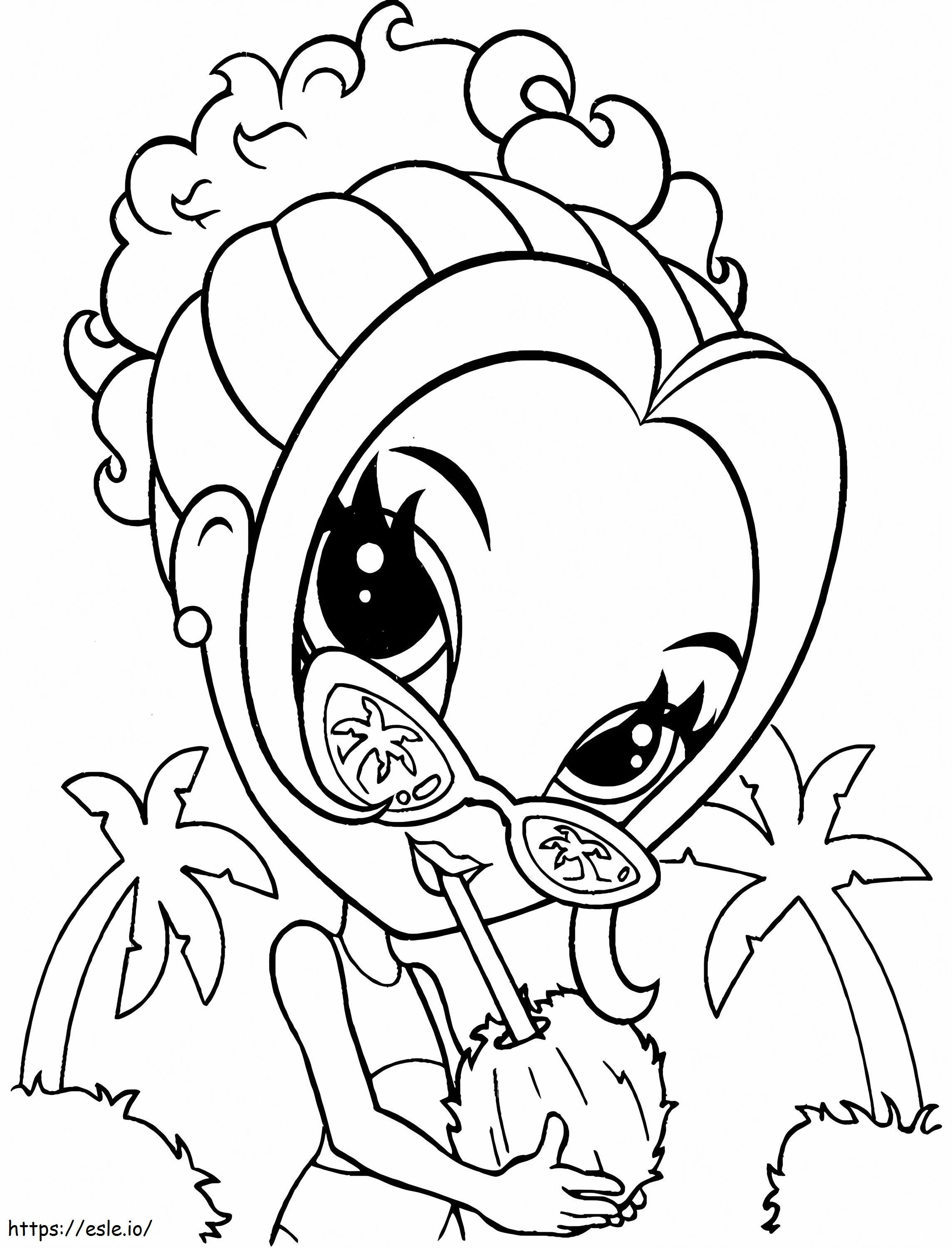 1566545741 Lisa Frank Girl Drinking Coconut Water A4 coloring page