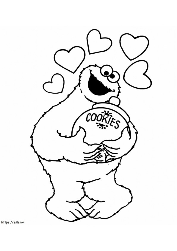 Elmo Holding A Cookie Jar coloring page