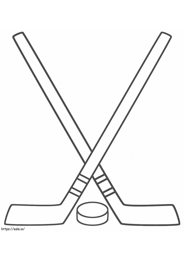 Two Hockey Sticks With Puck coloring page