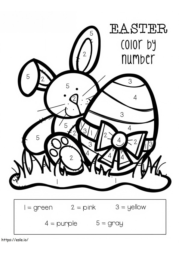 イースターのウサギと卵の番号による色ぬり ぬりえ - 塗り絵