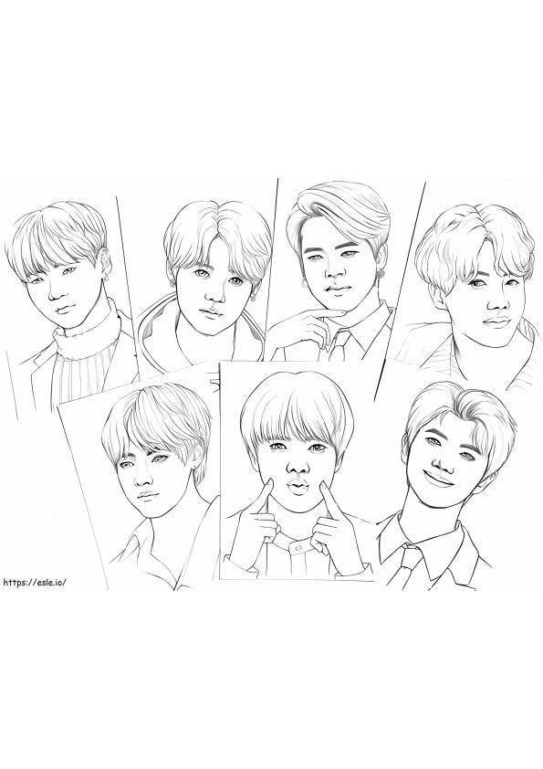 BTS Band coloring page