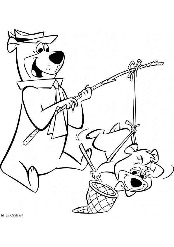 Urso Yogi e Boo Boo para colorir