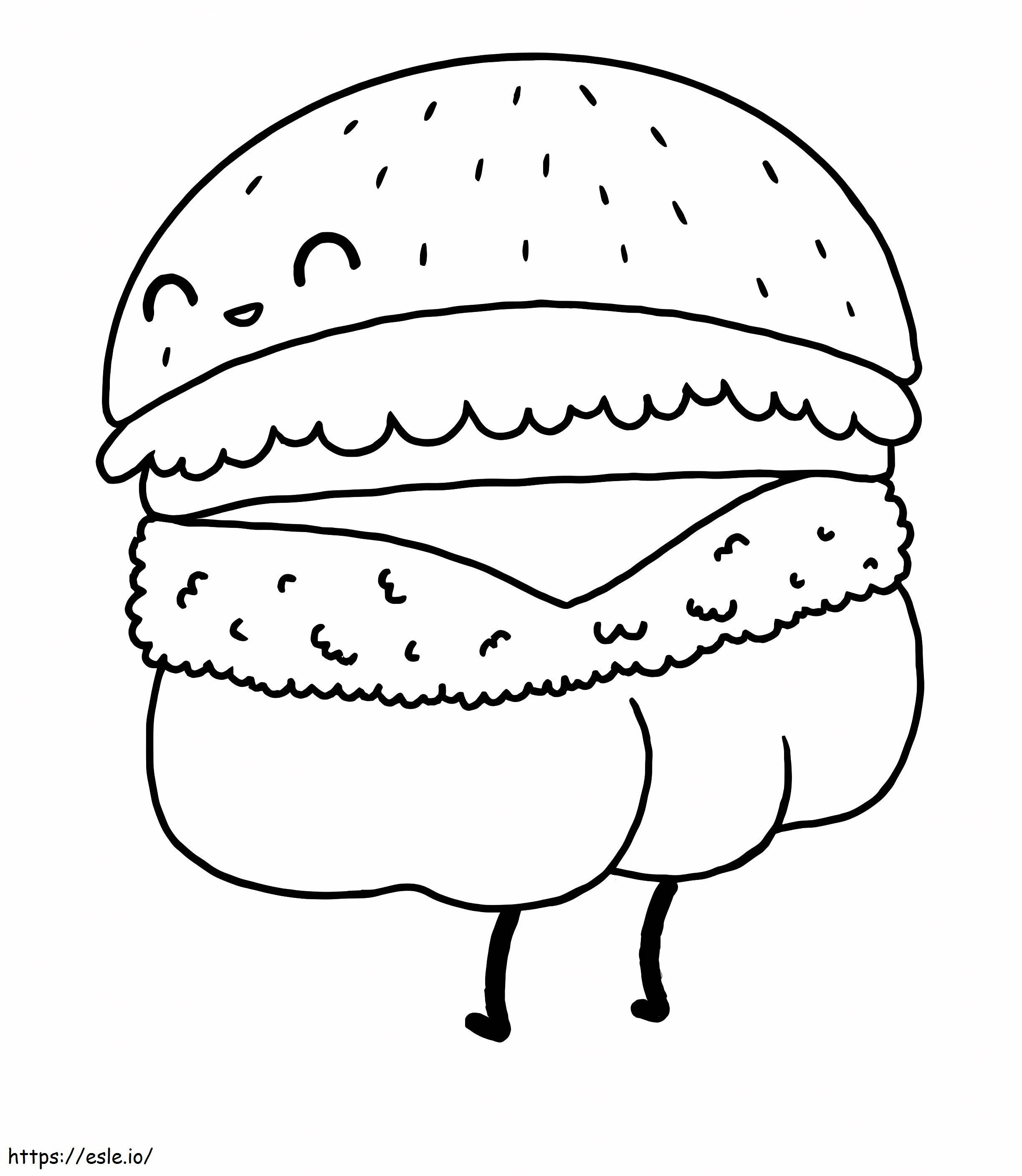 Coloriage hamburger, sourire à imprimer dessin