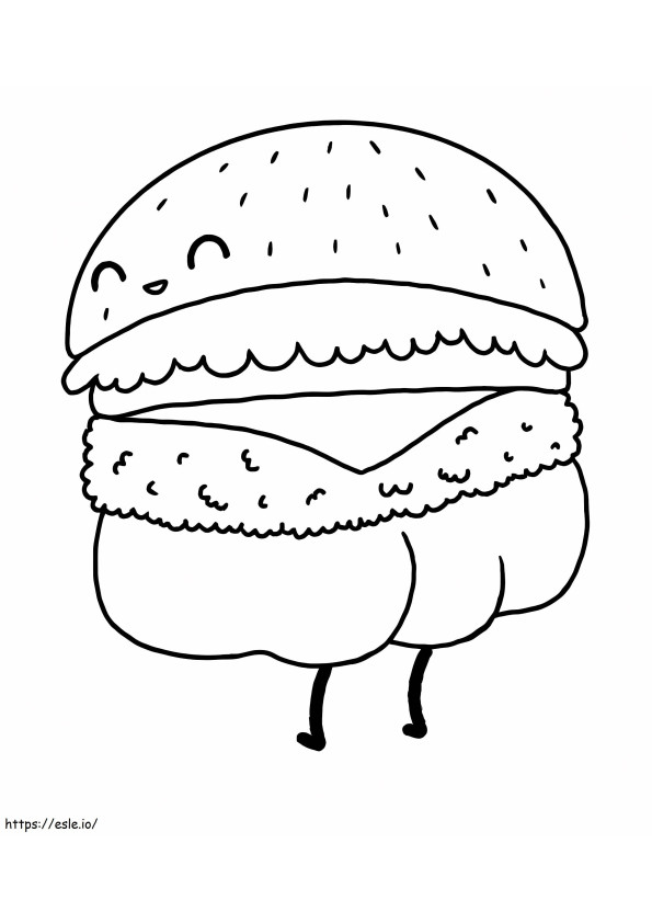 Coloriage hamburger, sourire à imprimer dessin