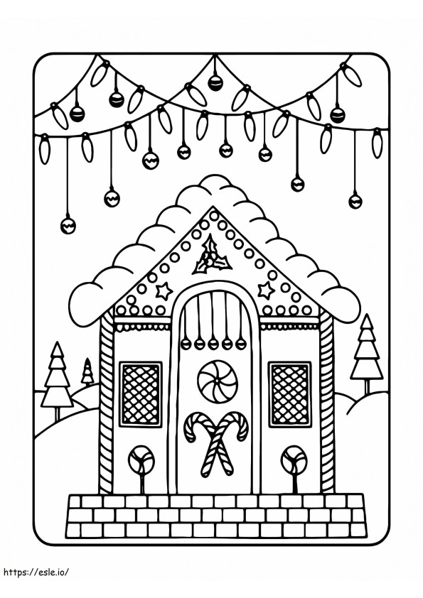 Coloriage Église de Noël bénie à imprimer dessin