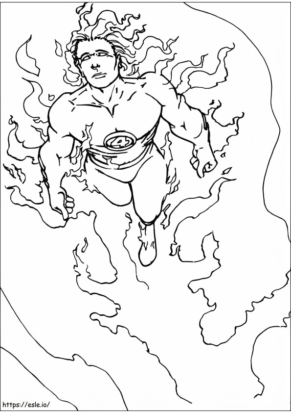 Human Torch From Fantastic Four coloring page