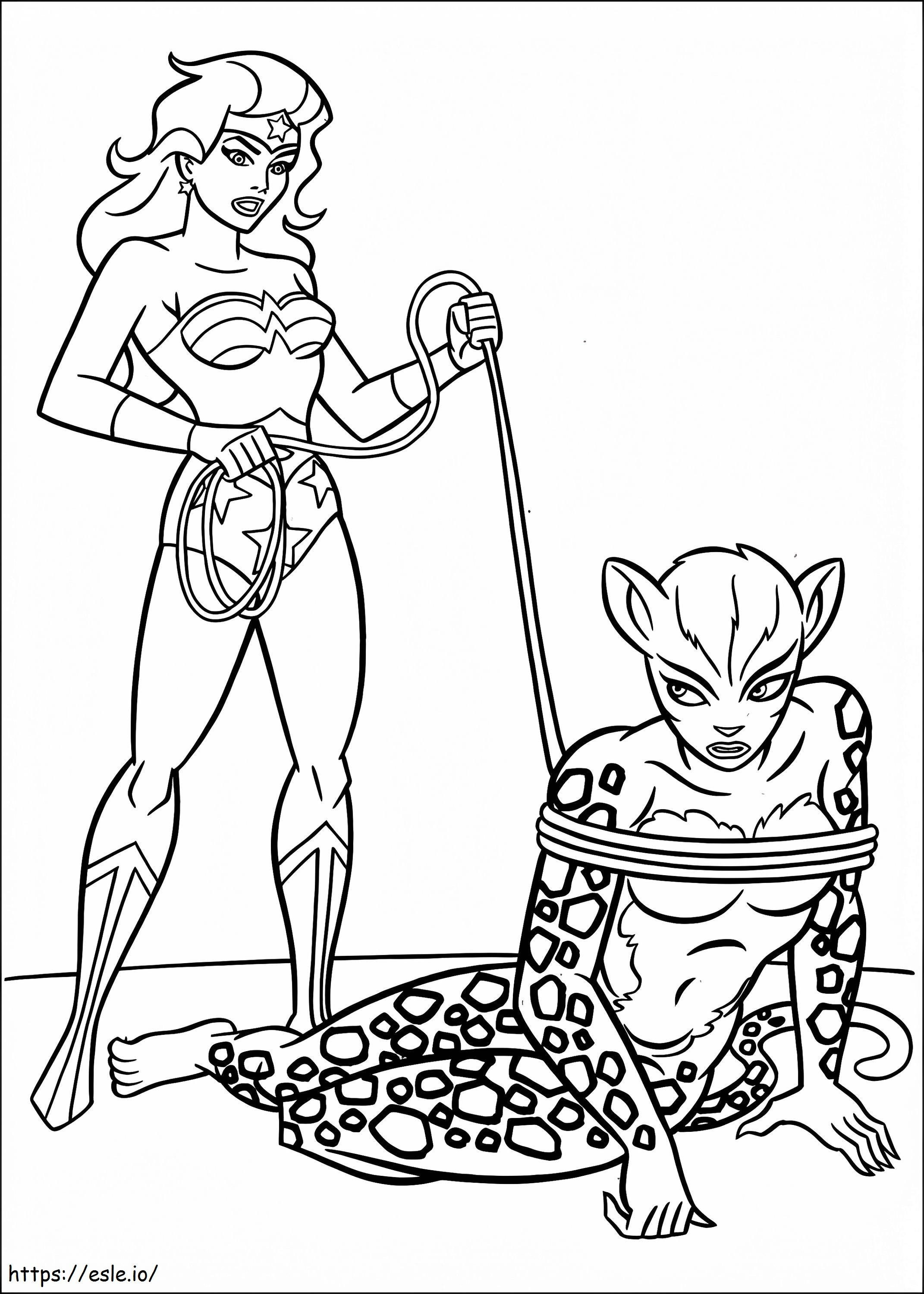 1533959245 Wonder Woman vastgebonden cheetah A4 kleurplaat kleurplaat