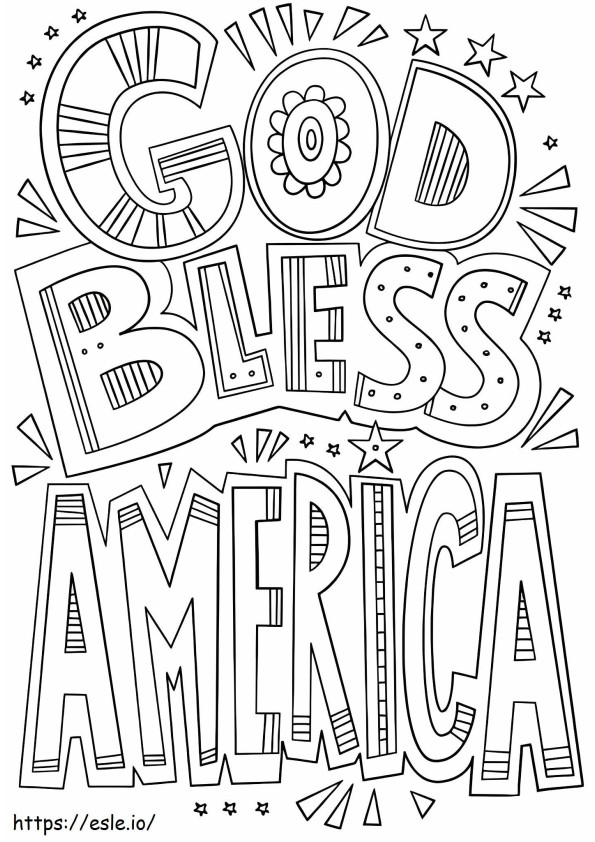 Text God Bless America coloring page