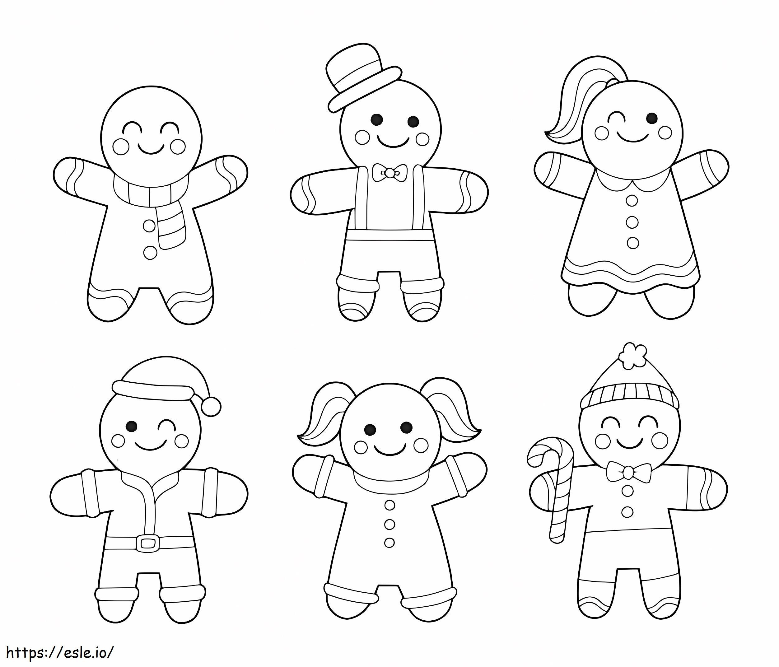 Six Gingerbread Men coloring page