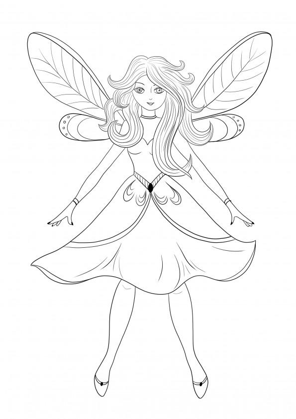 Beautiful fairy to color and print for free
