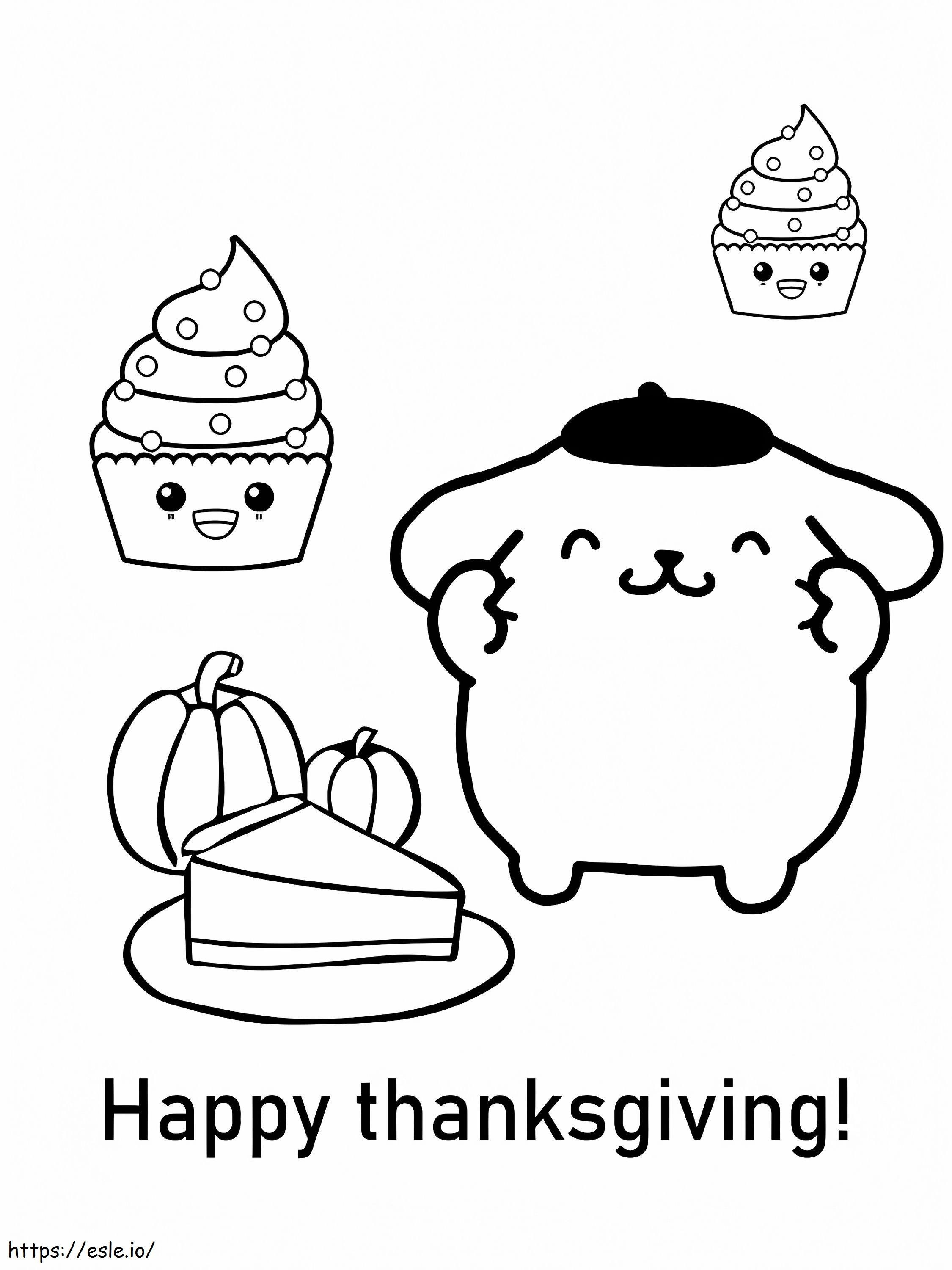 Coloriage Joyeux Thanksgiving Pompompurin à imprimer dessin