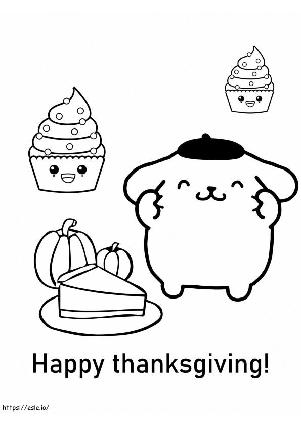 Coloriage Joyeux Thanksgiving Pompompurin à imprimer dessin