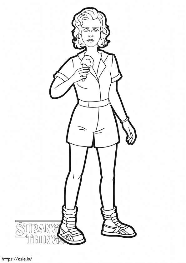 Eleven Eating Ice Cream coloring page