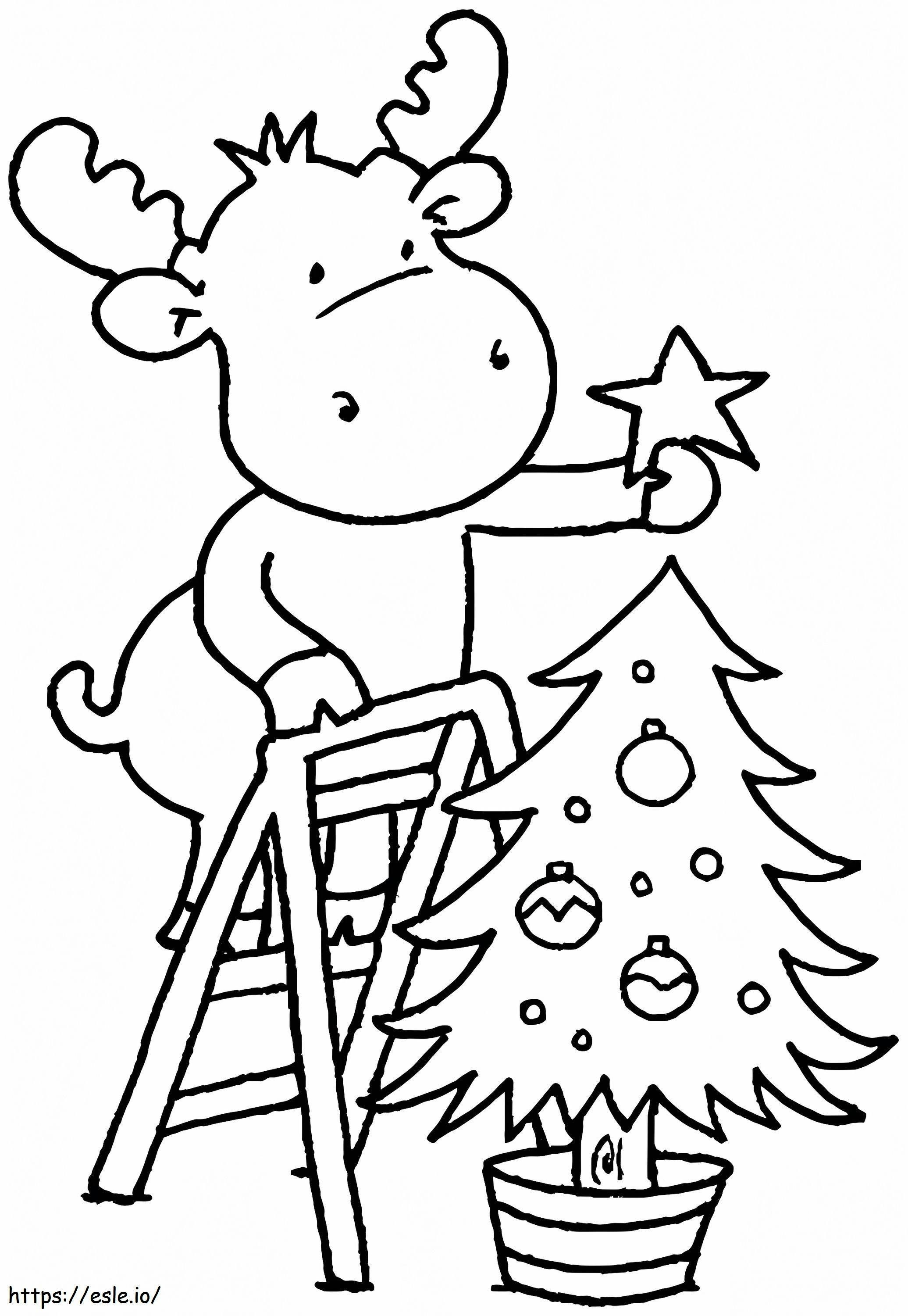 Coloriage Décoration d'arbre de Noël en forme de renne à imprimer dessin