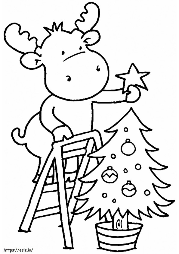 Decoración del árbol de Navidad de renos para colorear
