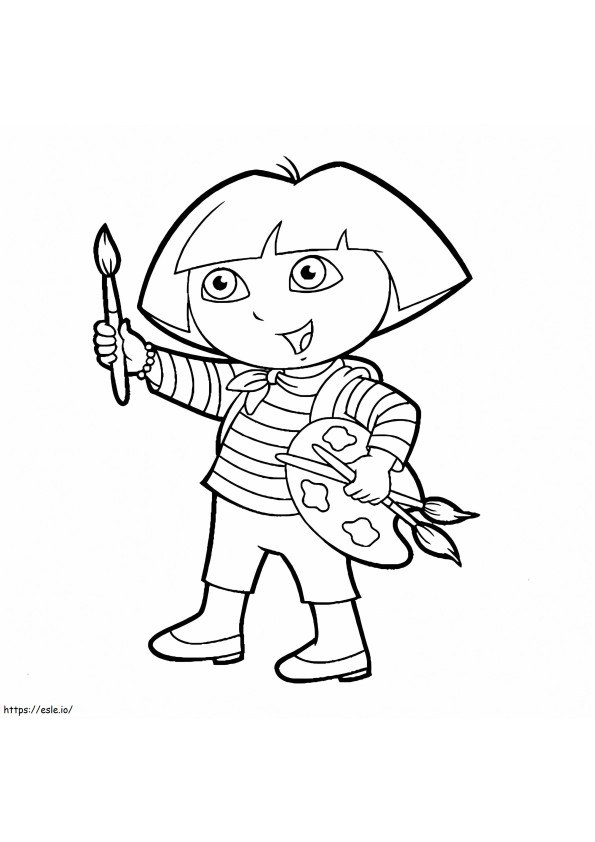Dora taiteilija värityskuva