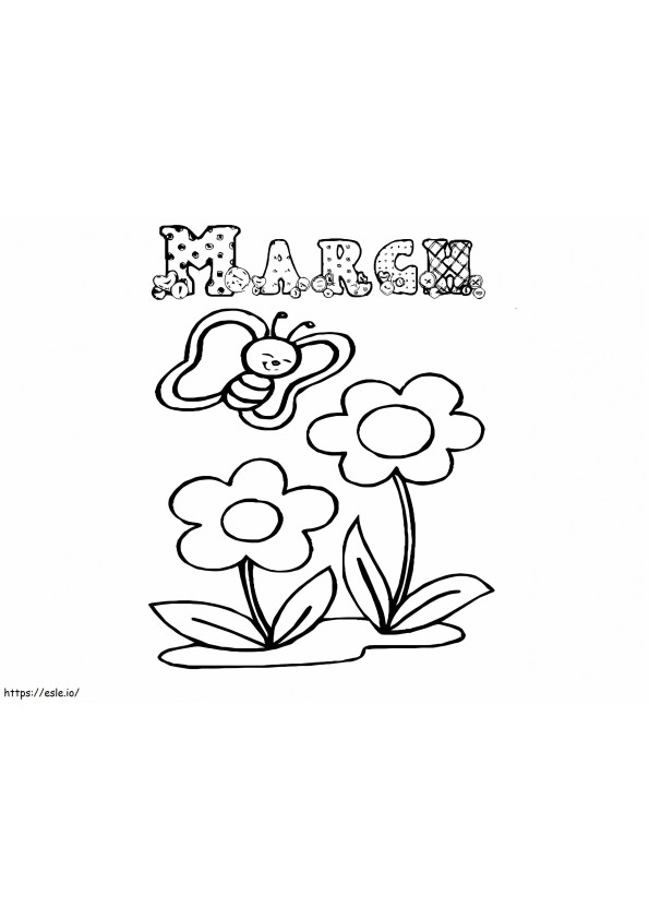 Coloriage Joyeux mars avec fleur à imprimer dessin