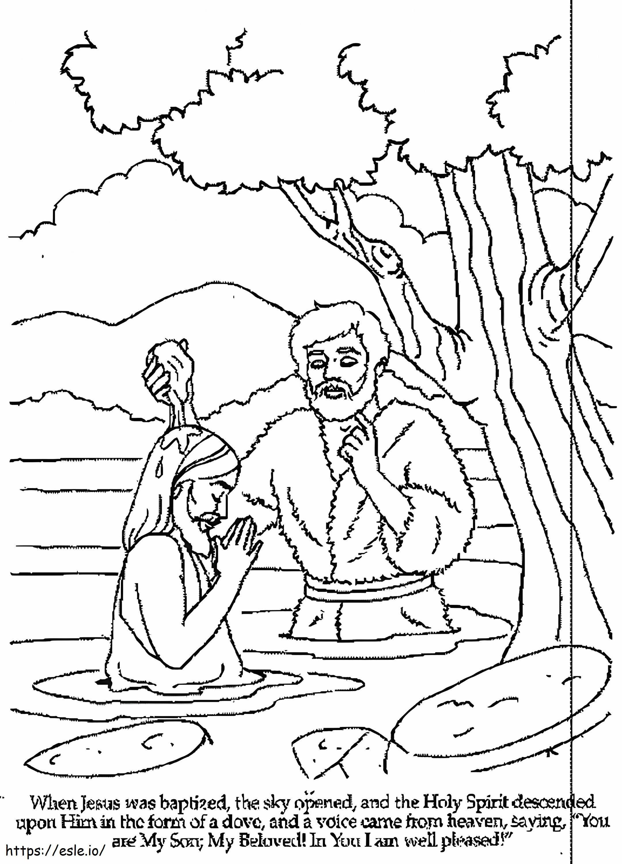 Jesus sendo batizado para colorir