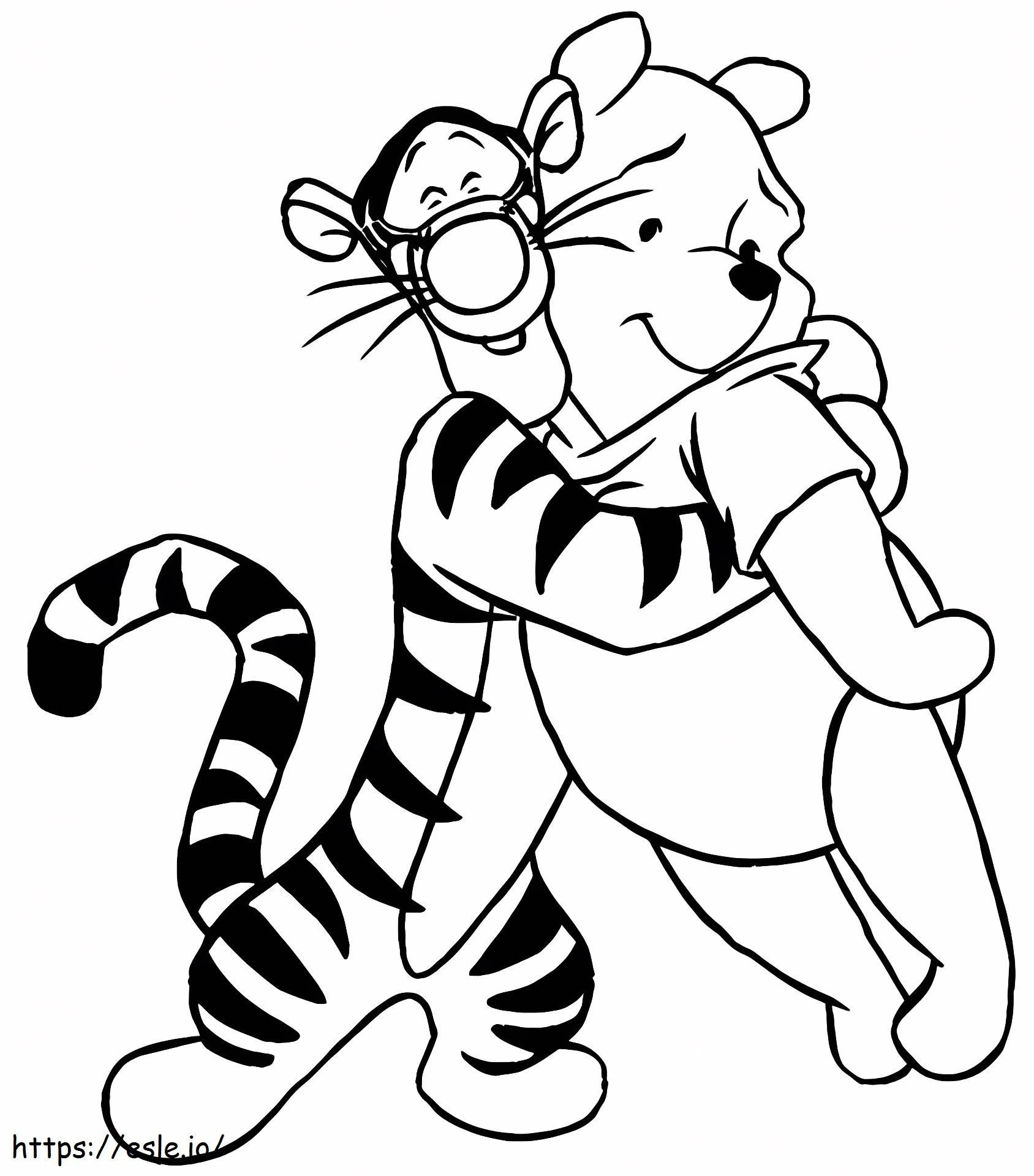 1532919356 Tigrão Abraçando Pooh A4 para colorir