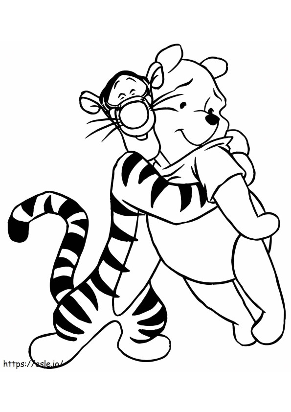 1532919356 Tigrão Abraçando Pooh A4 para colorir
