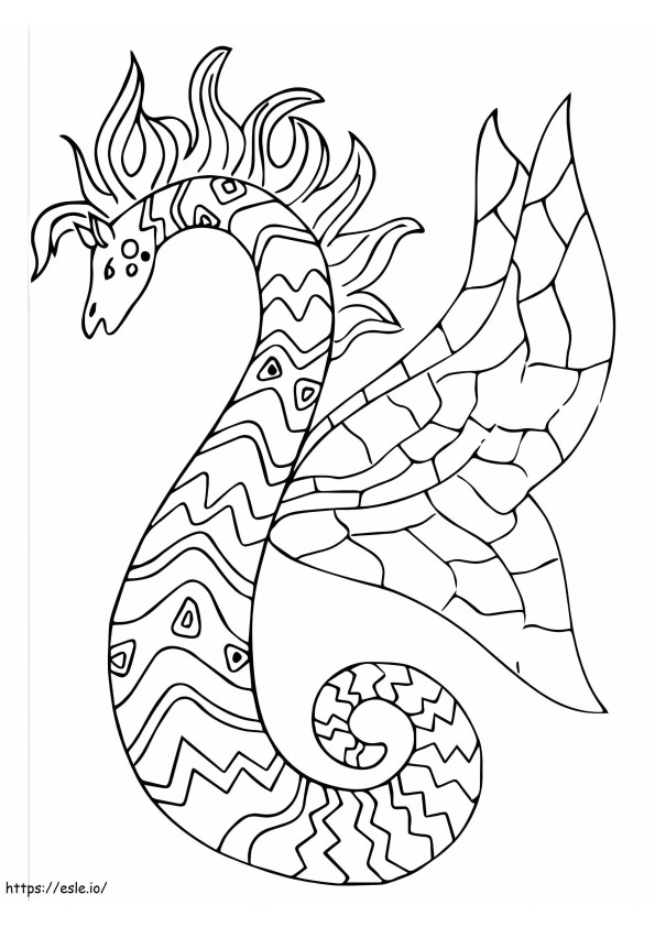 Seahorse Alebrijes coloring page