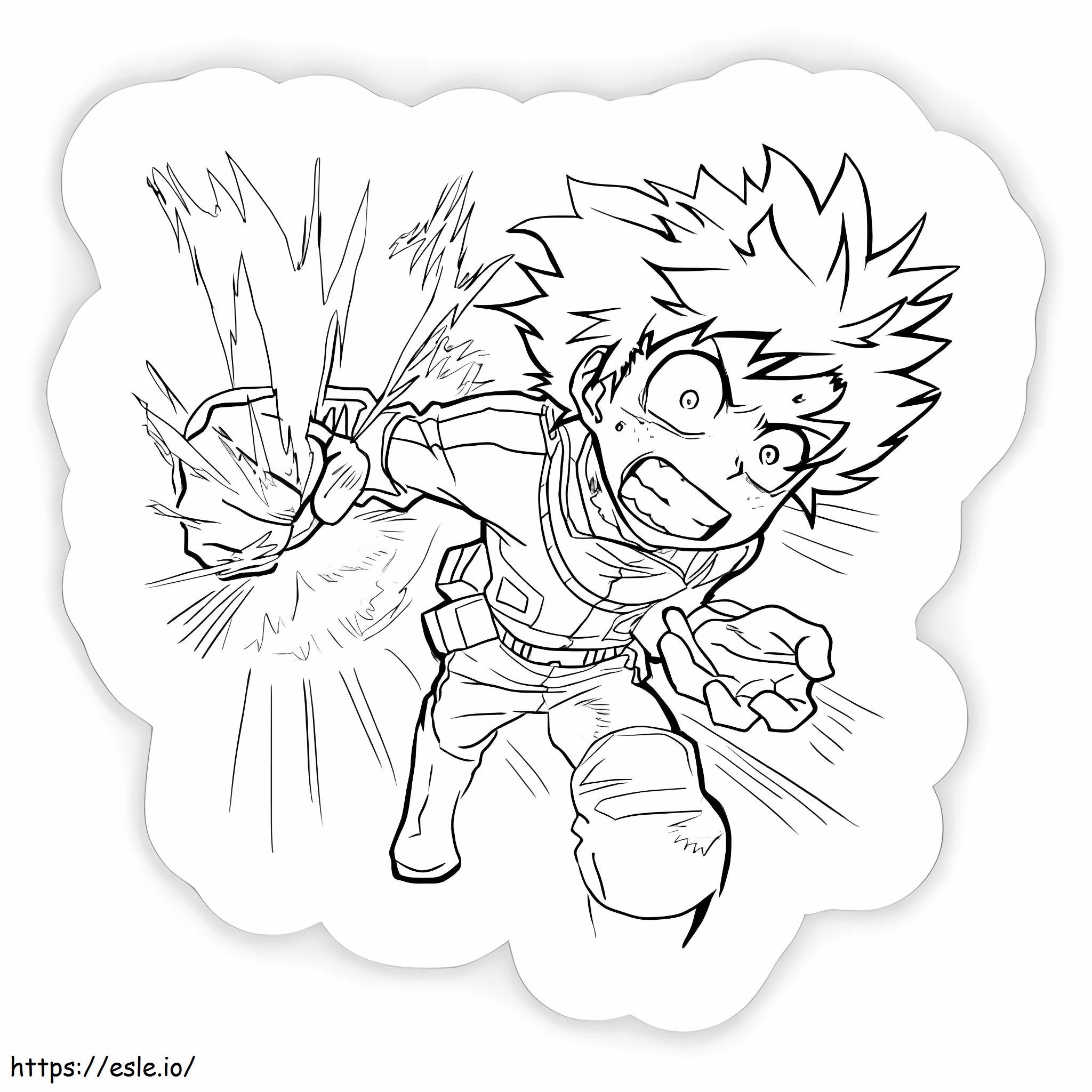 Angry Izuku Midoriya Punch coloring page