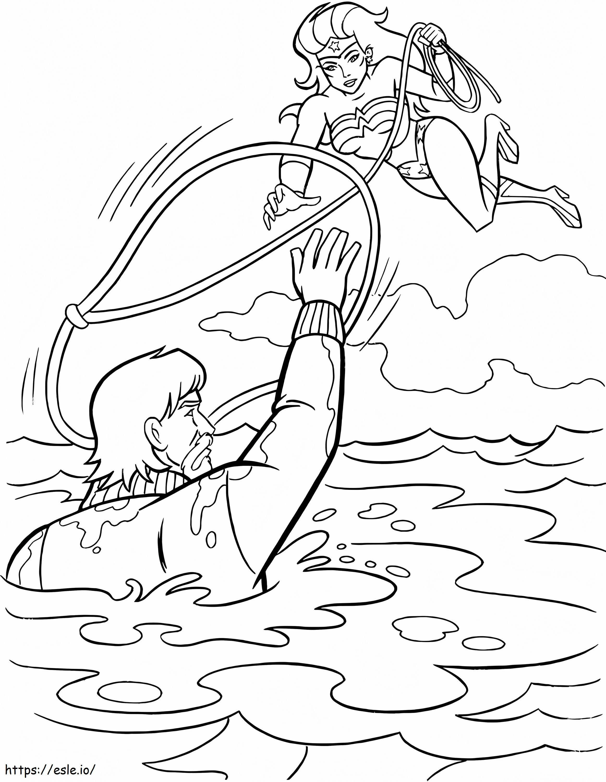 1568904274 Wonder Woman Helping A Man A4 coloring page
