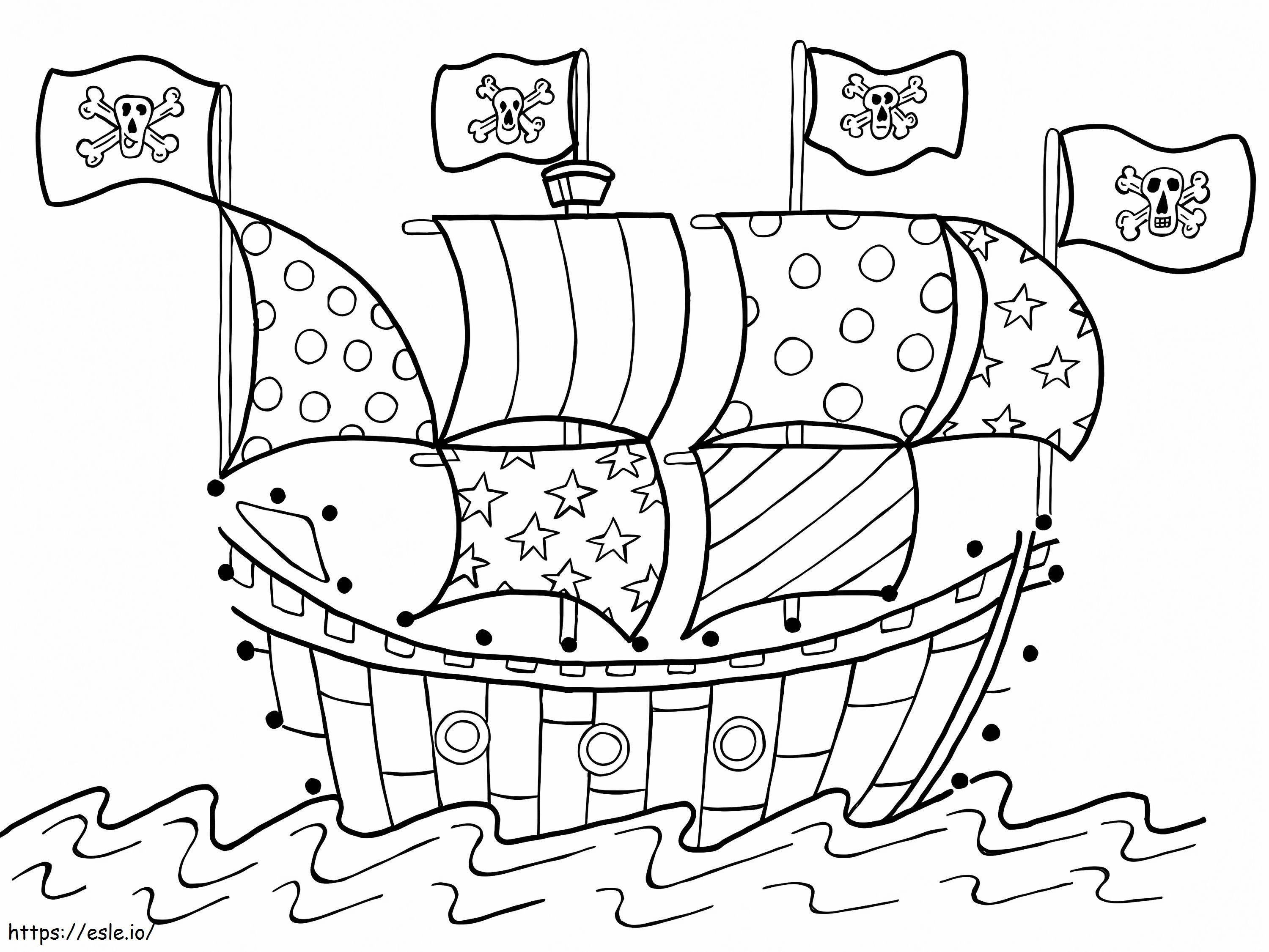 Pagina de colorat nava piratilor de colorat