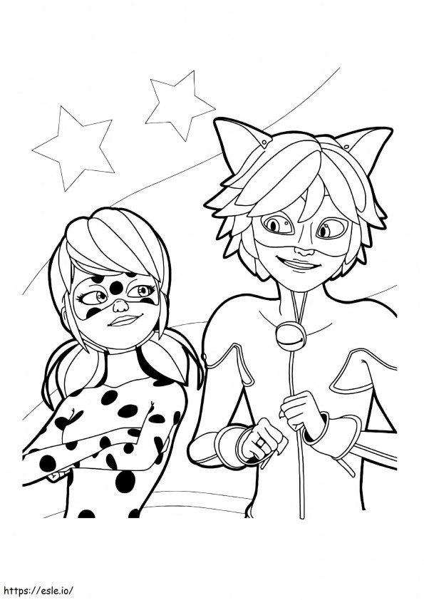 The Fun Of Ladybug And Cat Noir coloring page