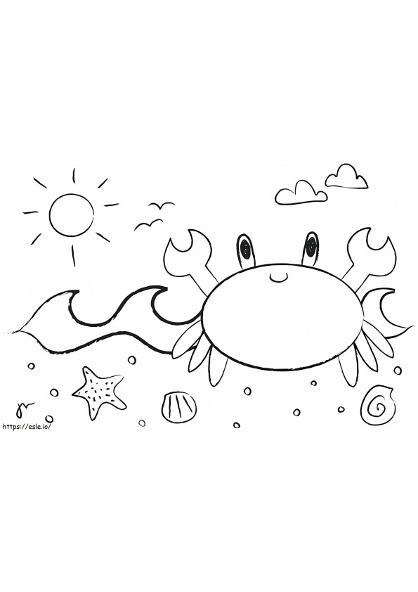 Crab On The Beach coloring page