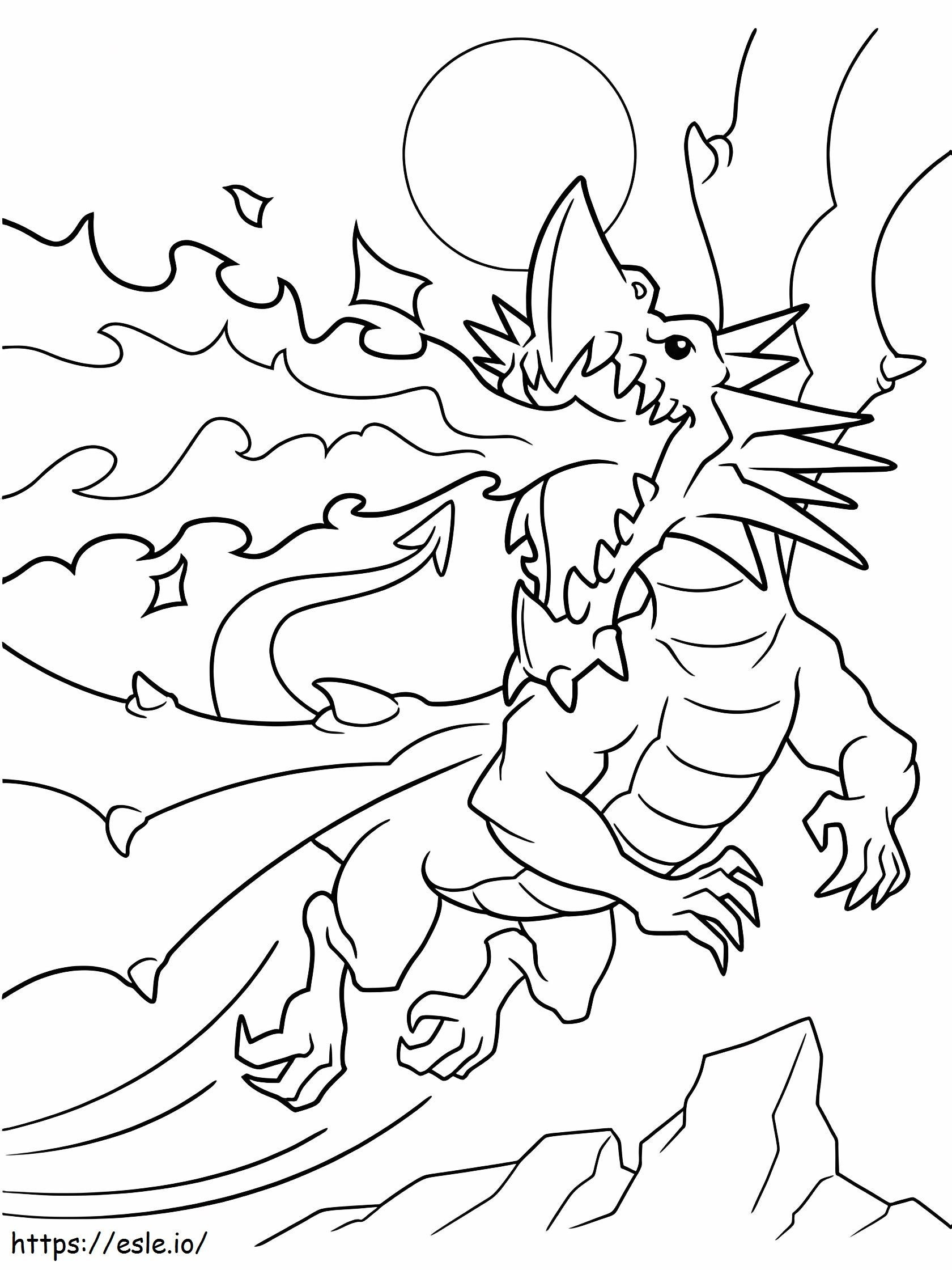 Coloriage Dragon de feu à imprimer dessin