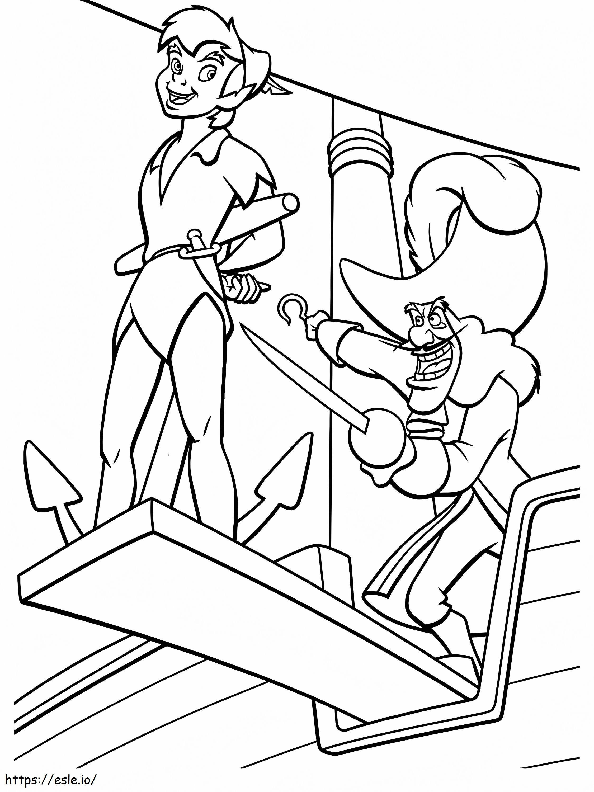 Awesome Captain Hook And Peter Pan coloring page