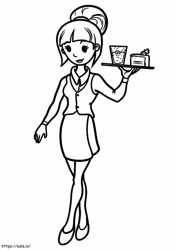 Pretty Waitress coloring page