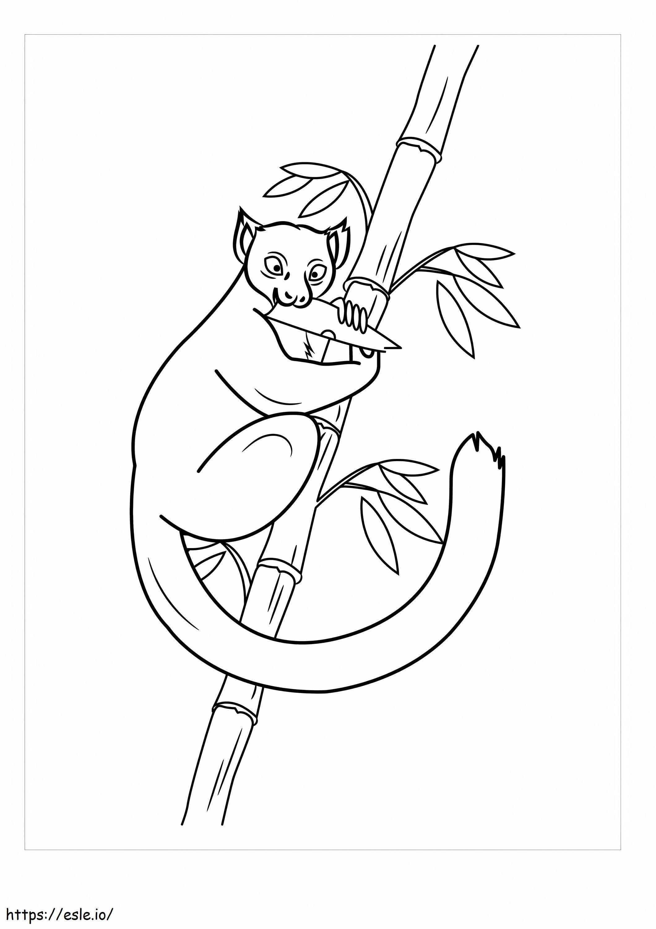 Coloriage Lémurien grimpant en bambou à imprimer dessin