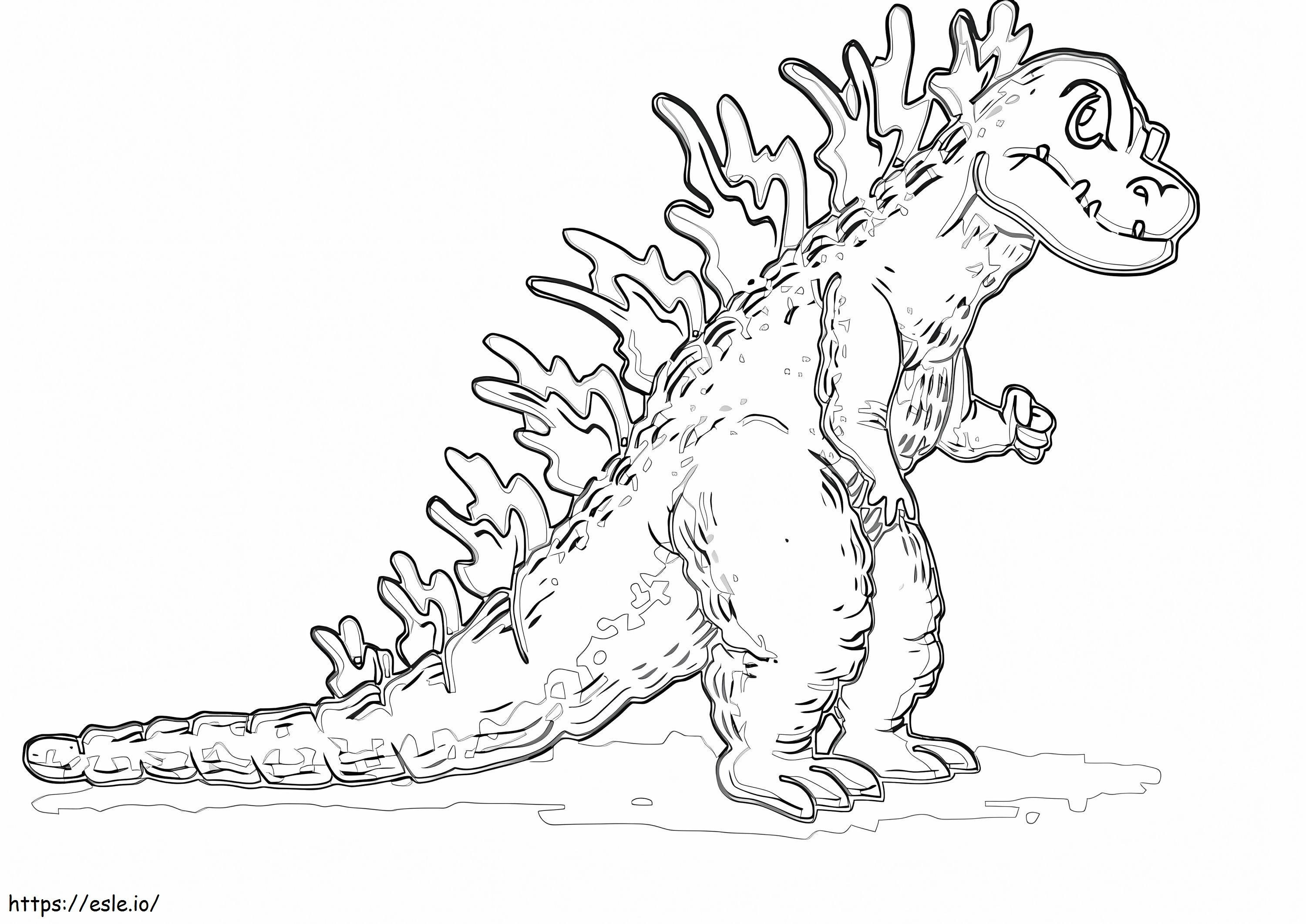 Coloriage Dessin animé Godzilla en colère à imprimer dessin