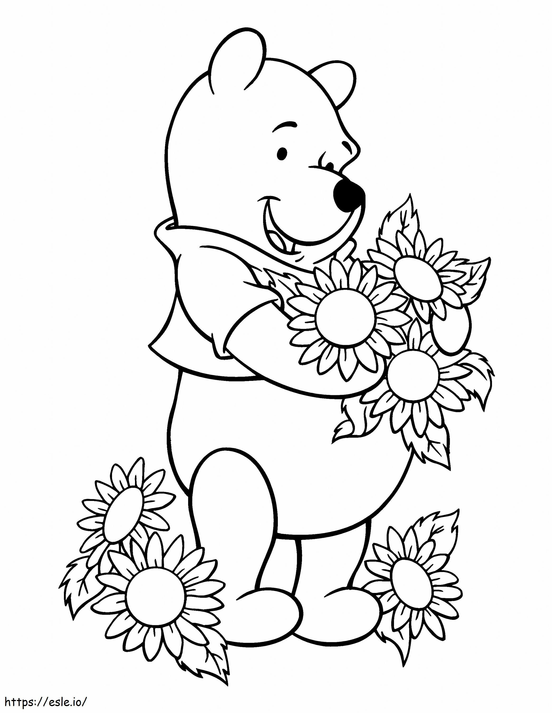 1530934715 Pooh e fiori A4 in scala 2 da colorare