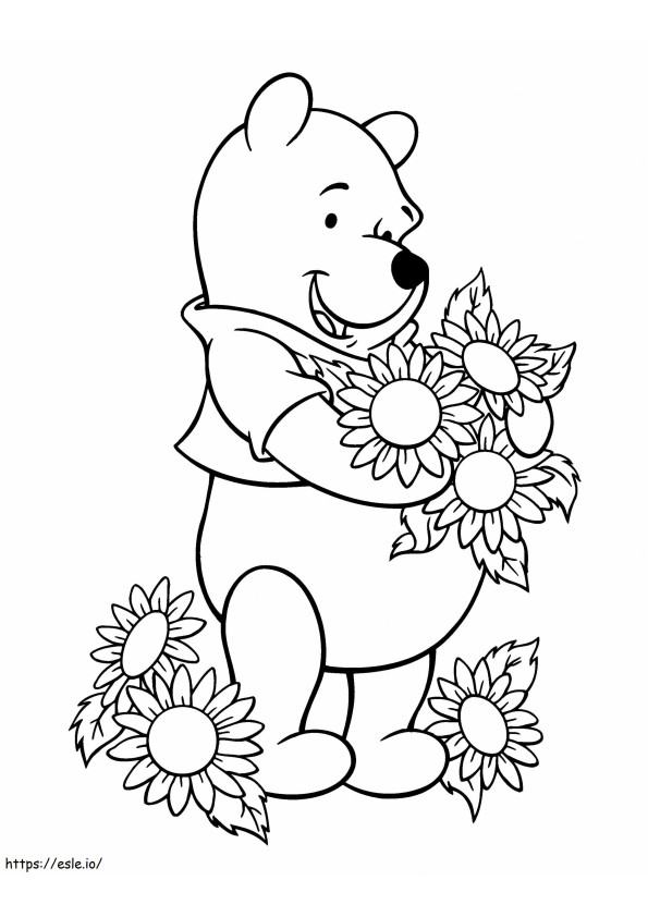 1530934715 Pooh și flori A4 la scară 2 de colorat