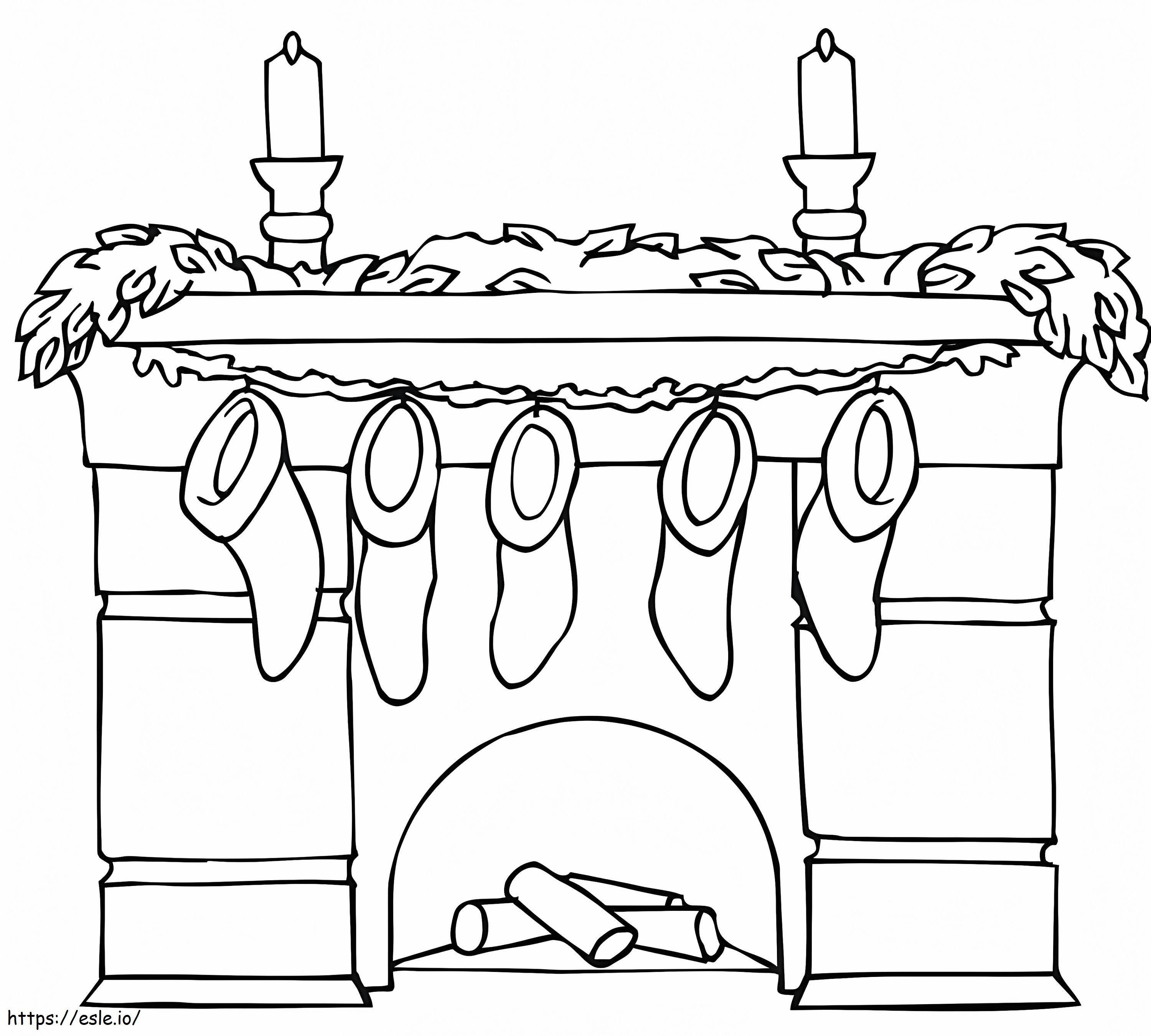 Fireplace And Stocking coloring page
