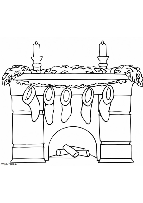 Fireplace And Stocking coloring page