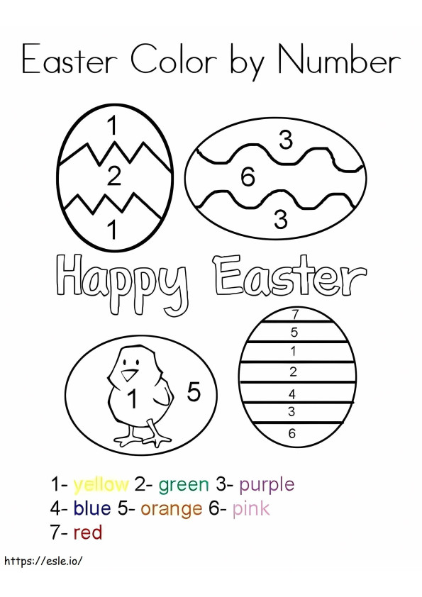 Coloriage Joyeuses Pâques couleur par numéro à imprimer dessin