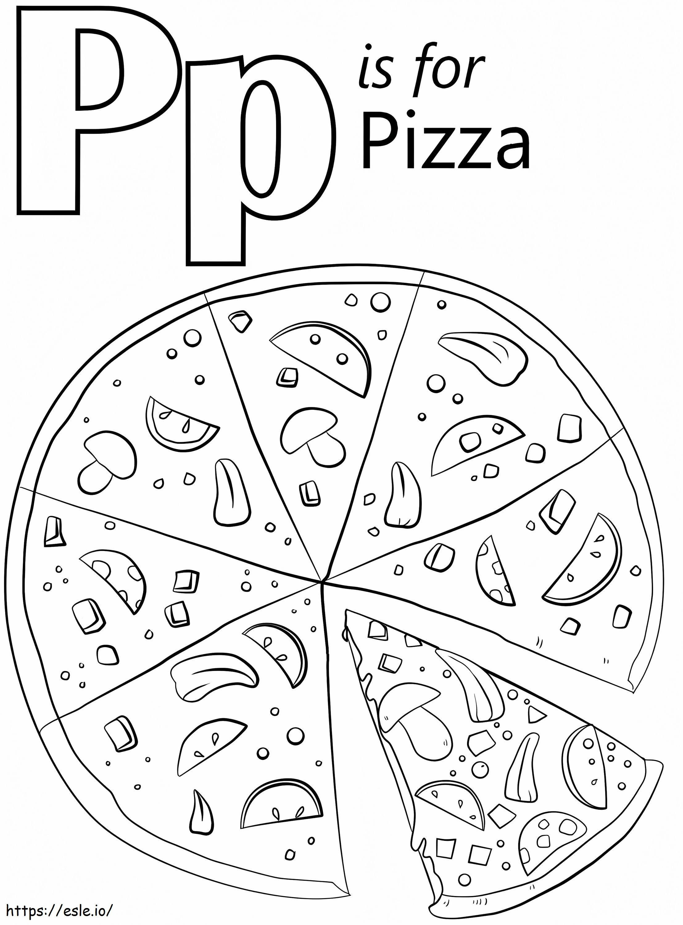Pizza Lettera P da colorare