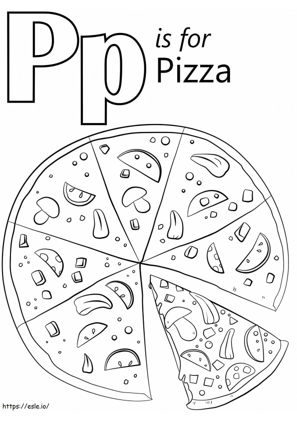 Letra P de pizza para colorear