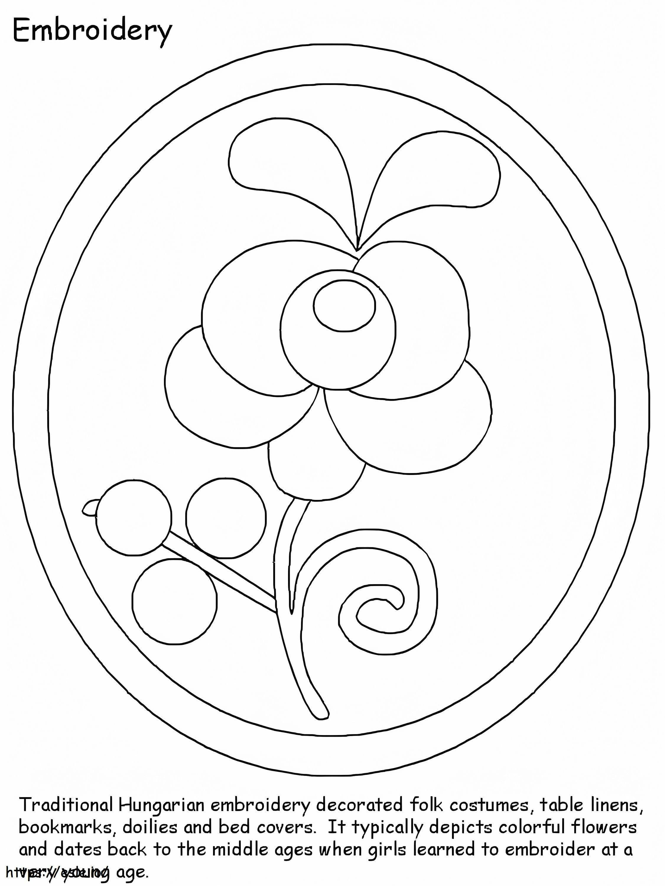 Traditional Hungarian Embroidery coloring page